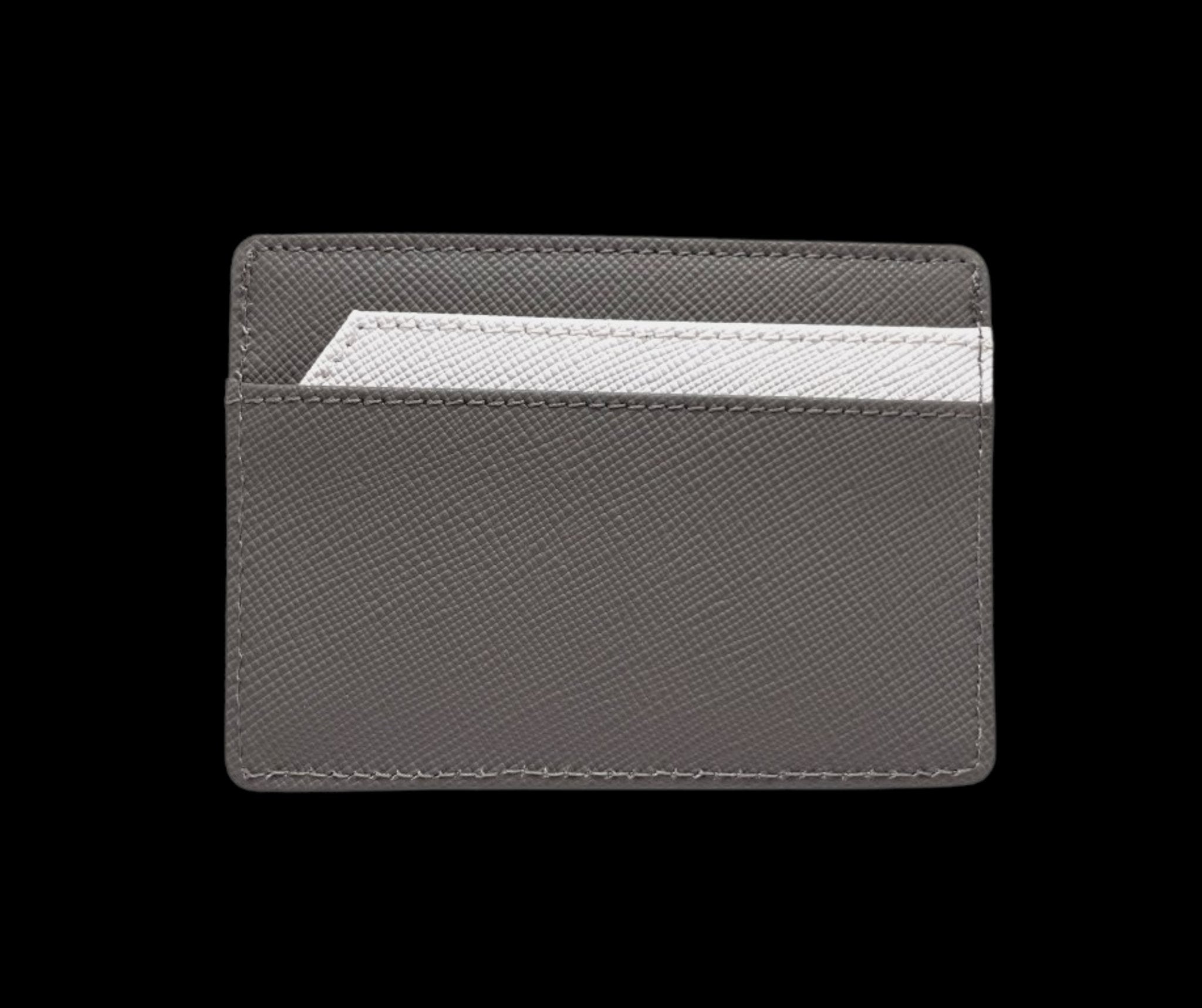PRADA SAFFIANO LEATHER CARD HOLDER Black/Silver Wallet